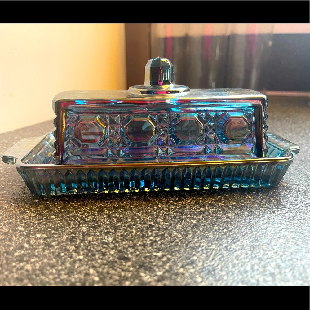 Gorgeous Carnival Glass butter dish